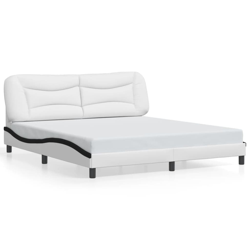 Bed Frame with LED without Mattress White and Black 180x200 cm Super King