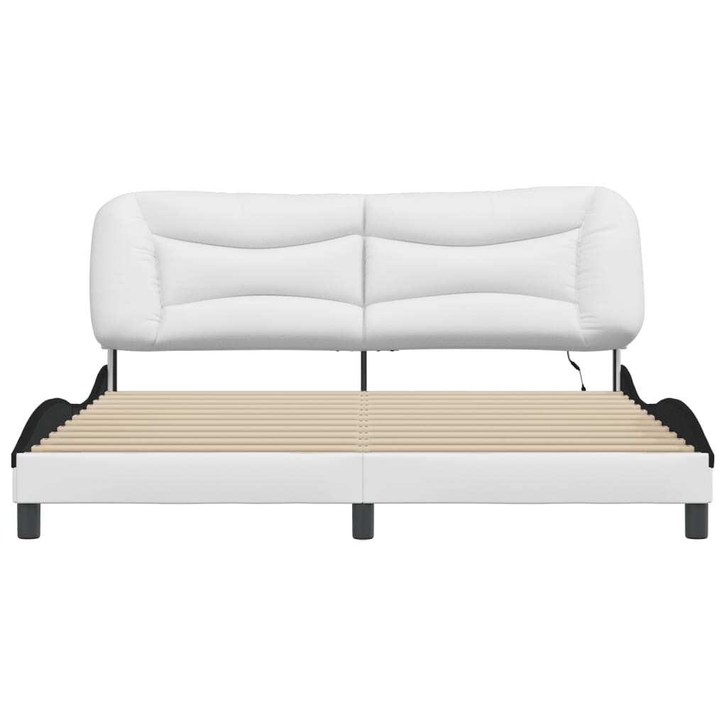 Bed Frame with LED without Mattress White and Black 180x200 cm Super King