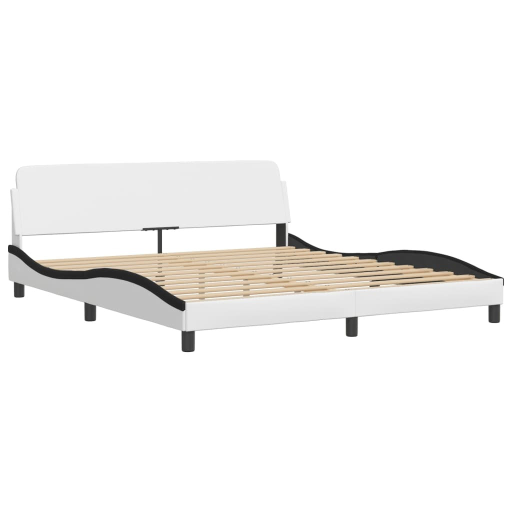 Bed Frame with LED without Mattress White and Black 180x200 cm Super King