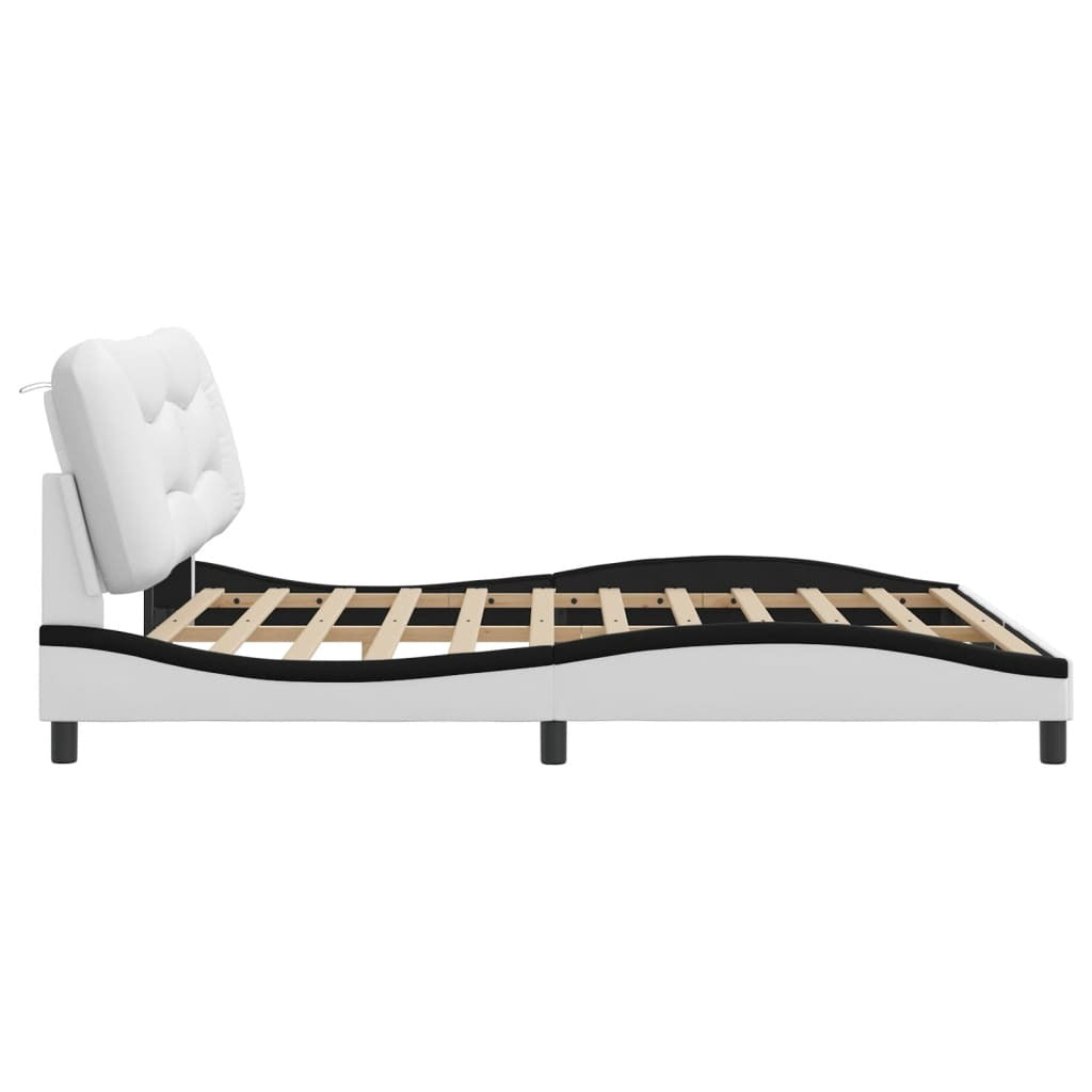 Bed Frame with LED without Mattress White and Black 180x200 cm Super King