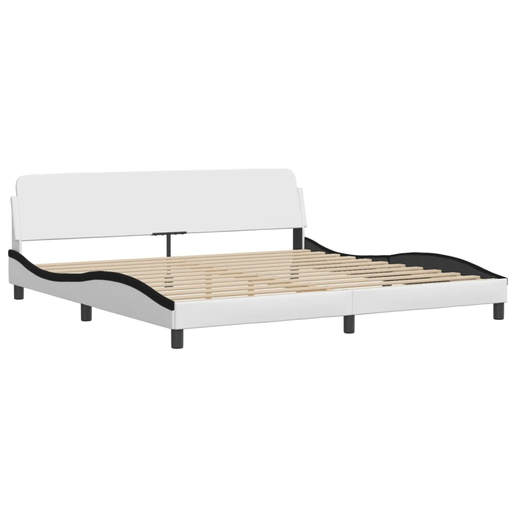 Bed Frame with LED without Mattress White and Black 200x200 cm