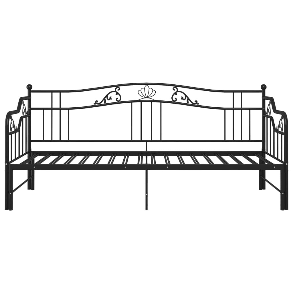 Pull-out Sofa Bed Frame without Mattress Black Metal 90x200 cm