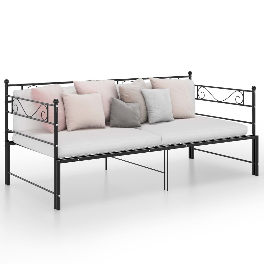Pull-out Sofa Bed Frame without Mattress Black Metal 90x200 cm