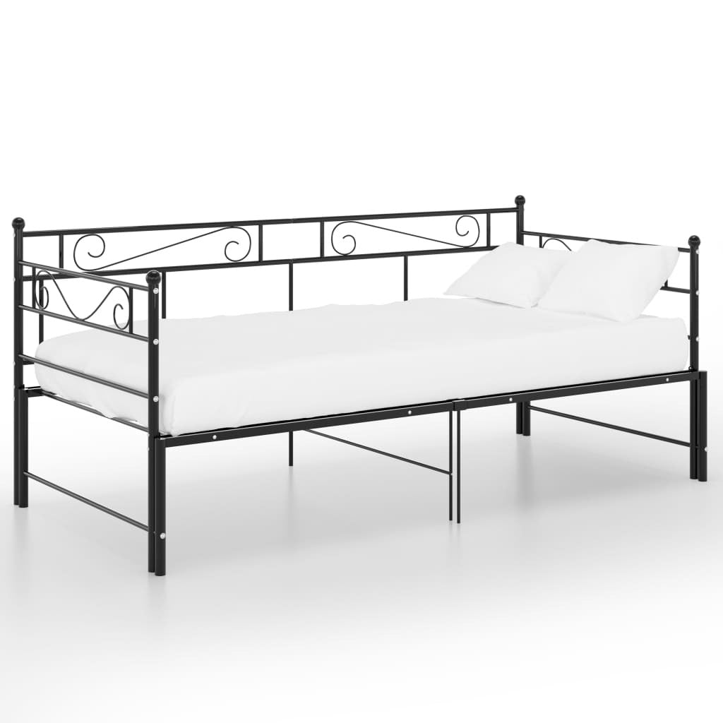 Pull-out Sofa Bed Frame without Mattress Black Metal 90x200 cm