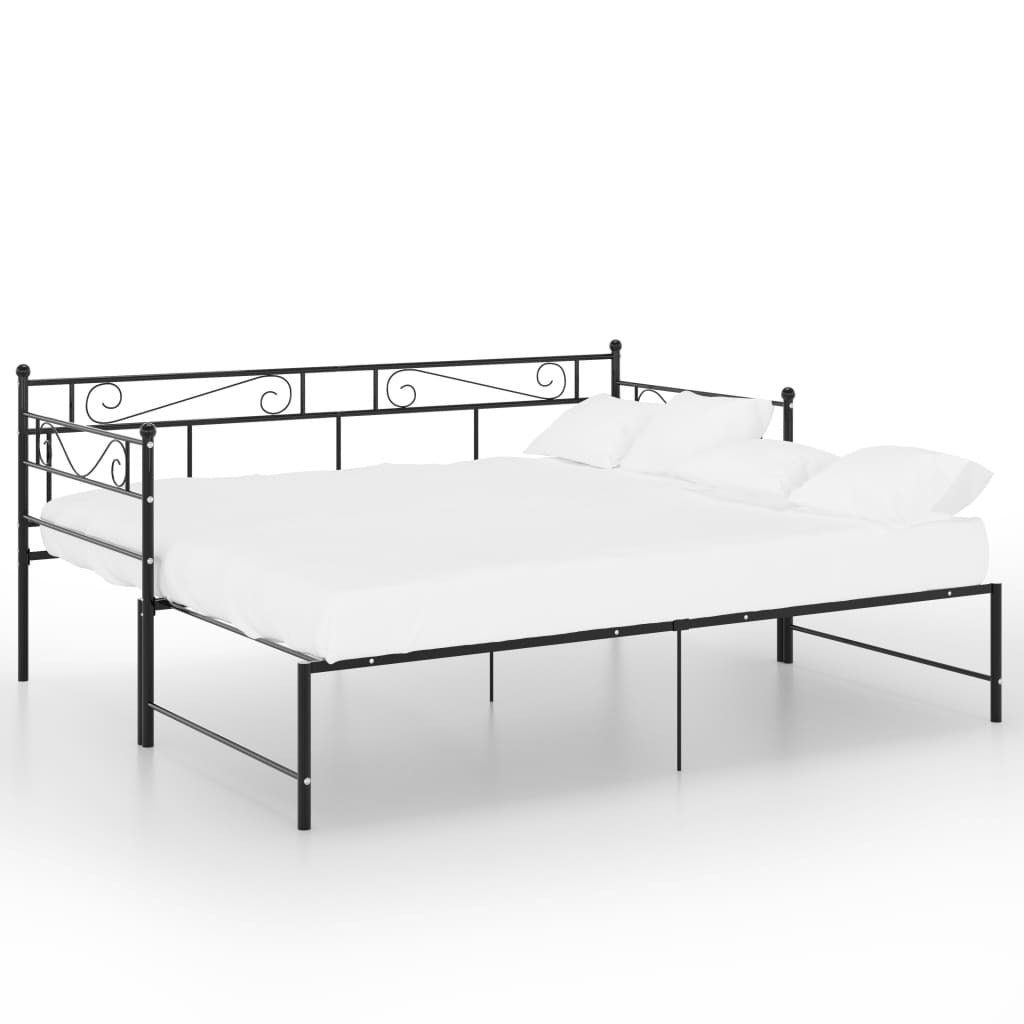 Pull-out Sofa Bed Frame without Mattress Black Metal 90x200 cm