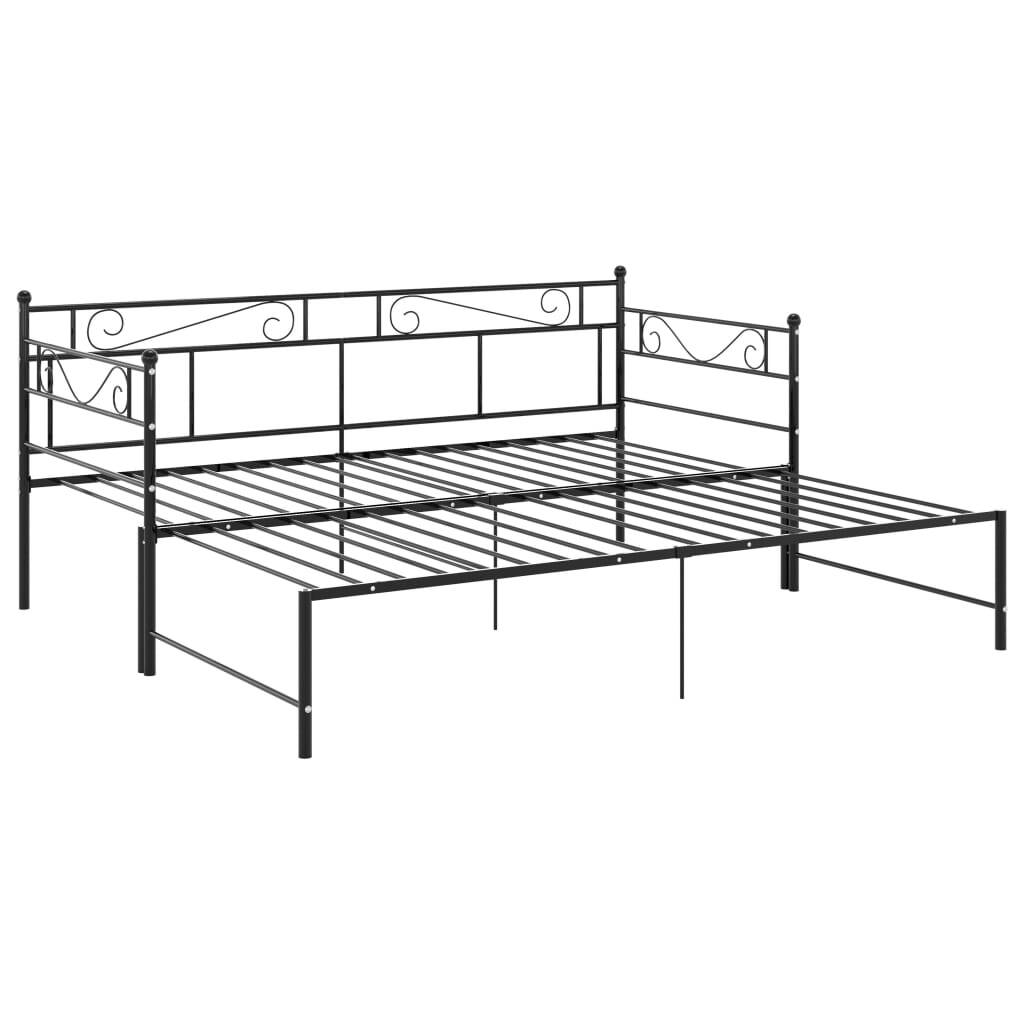 Pull-out Sofa Bed Frame without Mattress Black Metal 90x200 cm