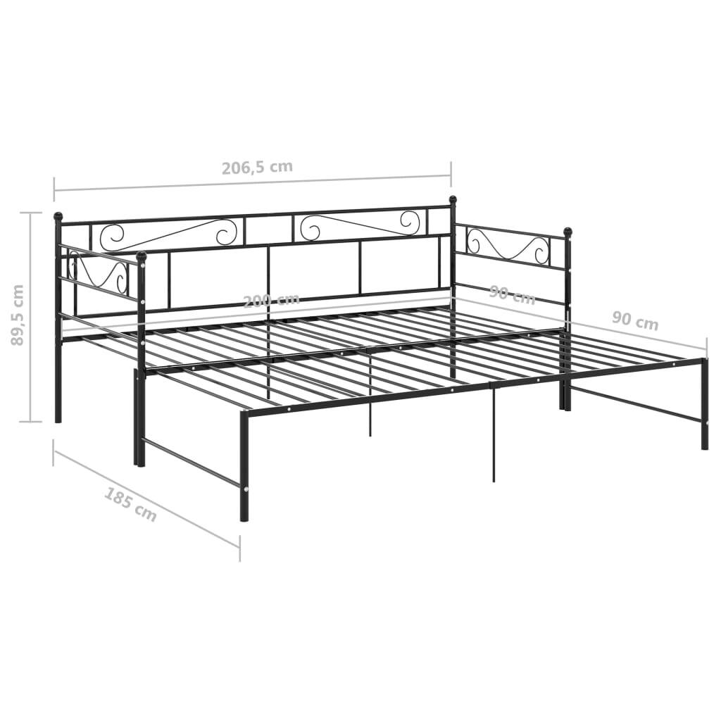 Pull-out Sofa Bed Frame without Mattress Black Metal 90x200 cm