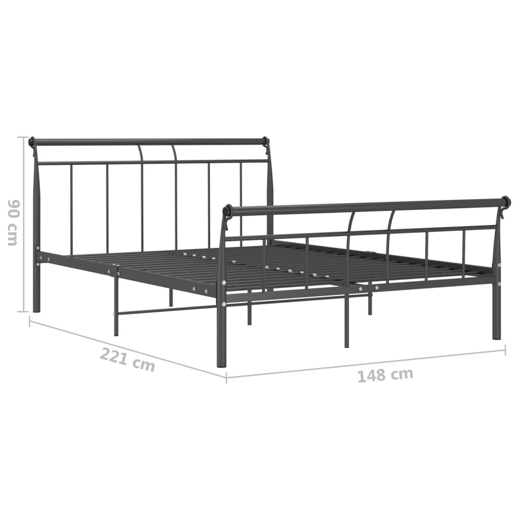 Bed Frame without Mattress Black Metal 140x200 cm