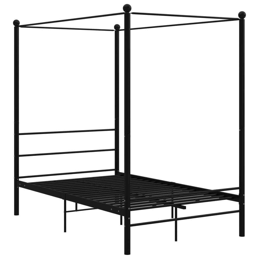 Bed Frame with Canopy without Mattress Black 140x200 cm Metal