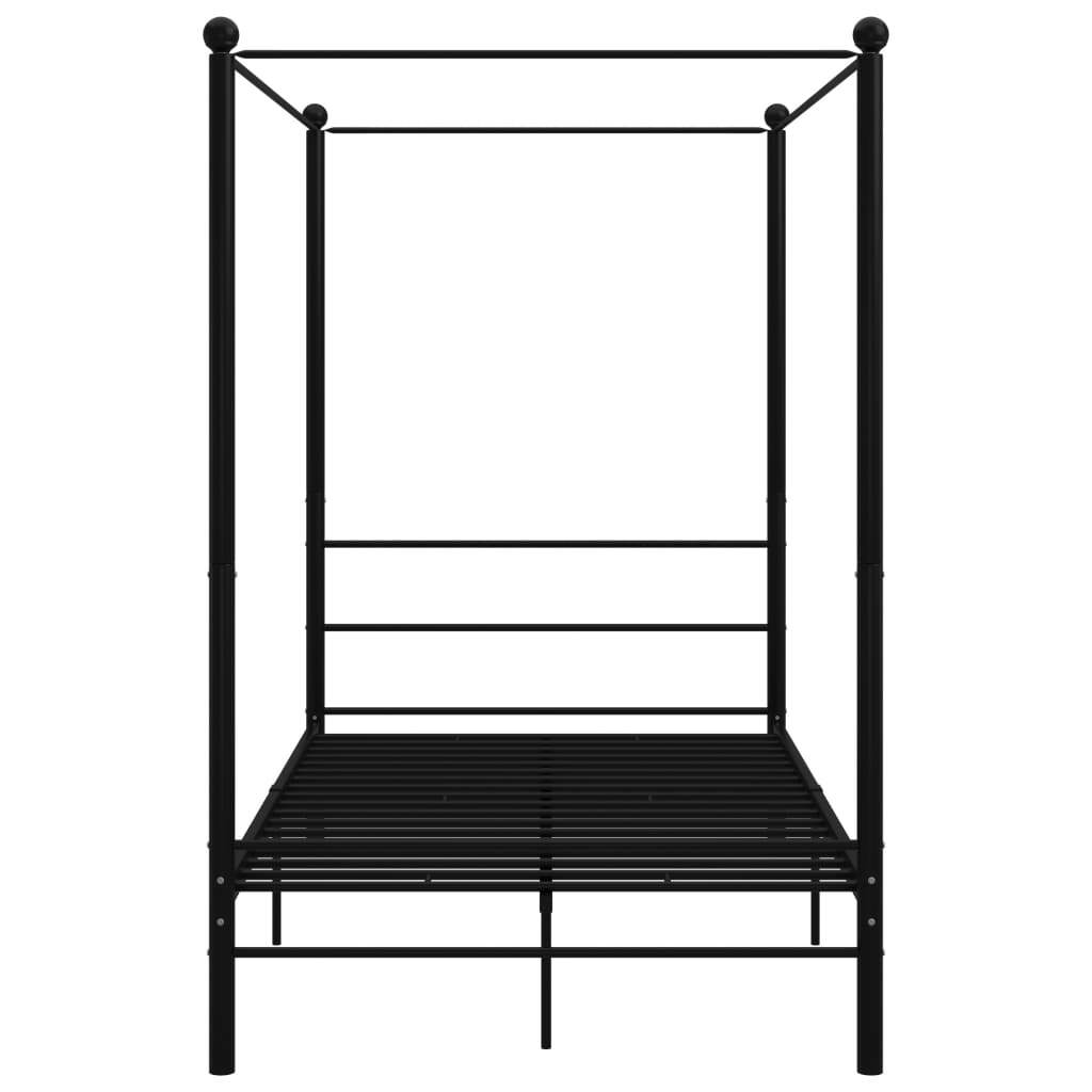Bed Frame with Canopy without Mattress Black 140x200 cm Metal