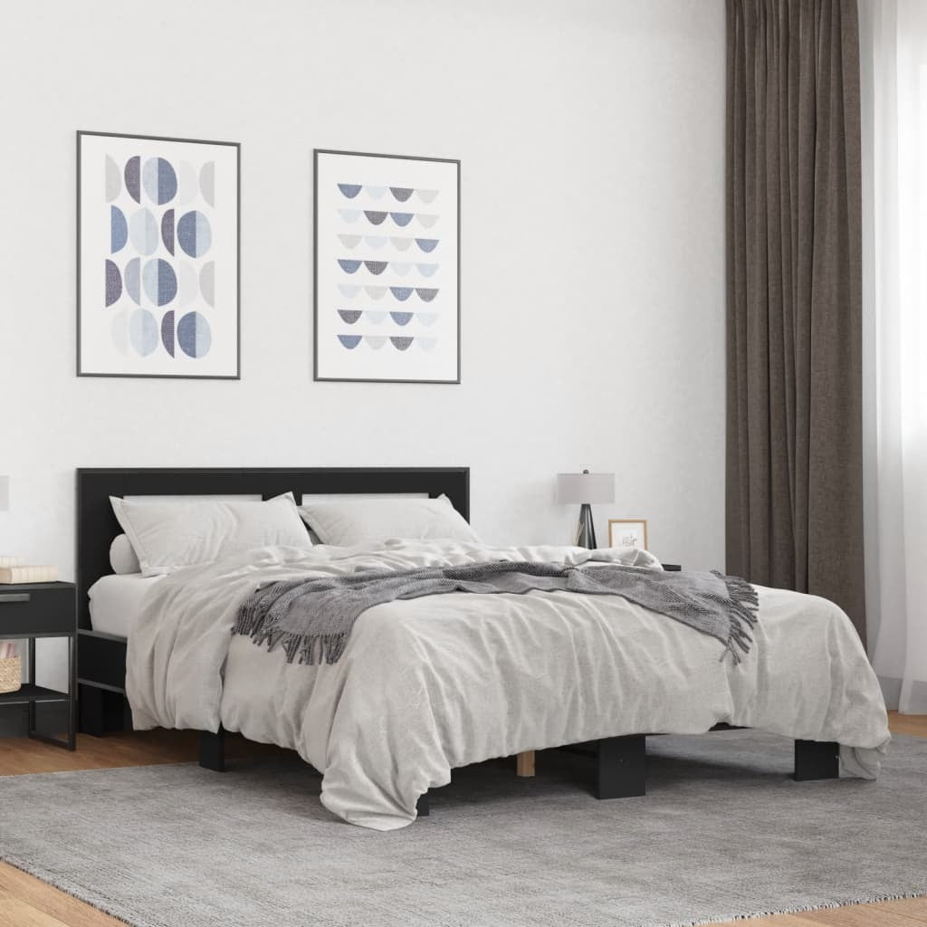 Bed Frame without Mattress Black 140x190 cm
