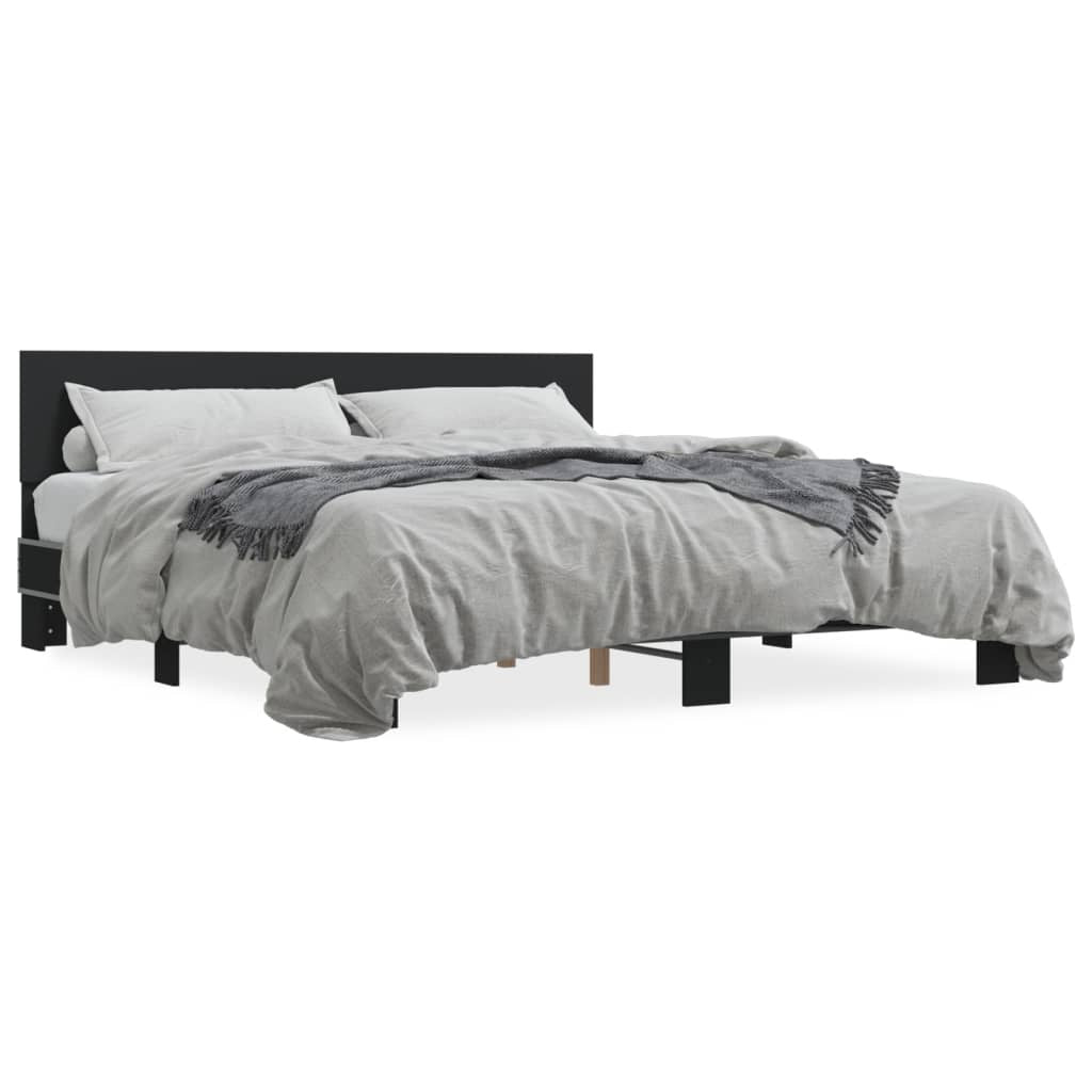 Bed Frame without Mattress Black 180x200 cm Super King