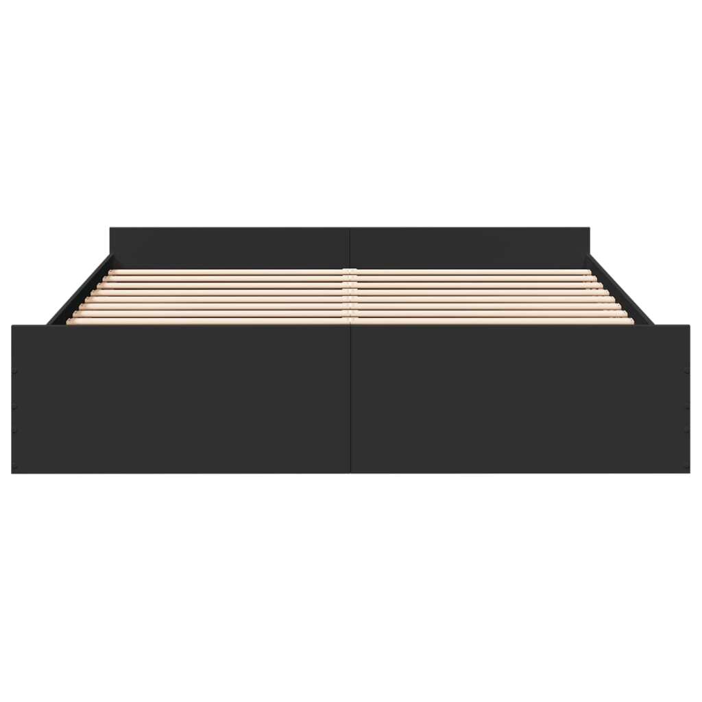 Bed Frame with Drawers without Mattress Black 180x200 cm Super King