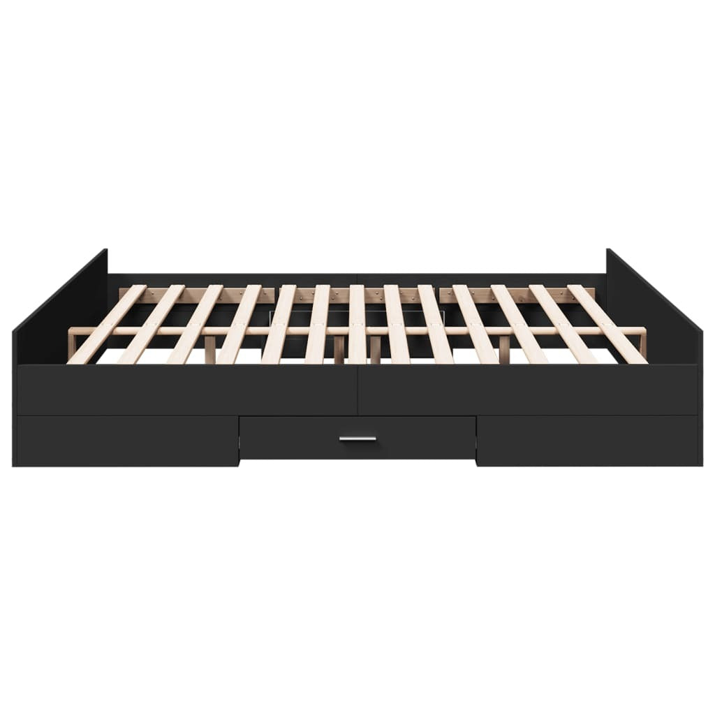 Bed Frame with Drawers without Mattress Black 180x200 cm Super King