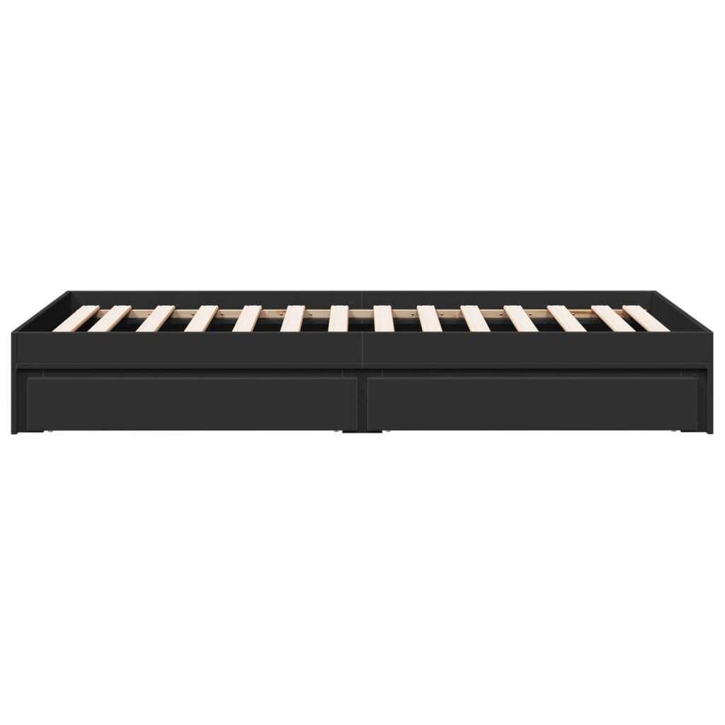 Bed Frame with Drawers without Mattress Black 90x190 cm Single