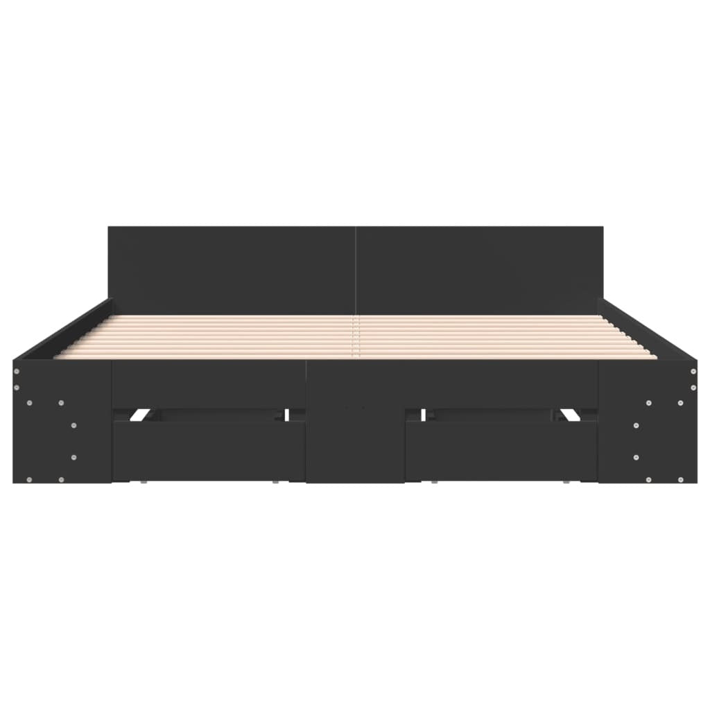 Bed Frame with Drawers without Mattress Black 140x200 cm