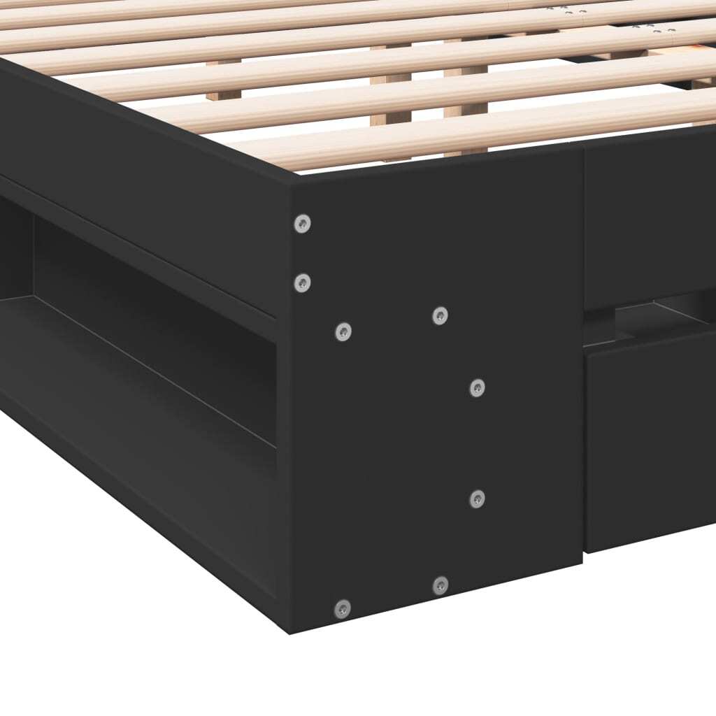 Bed Frame with Drawers without Mattress Black 140x200 cm