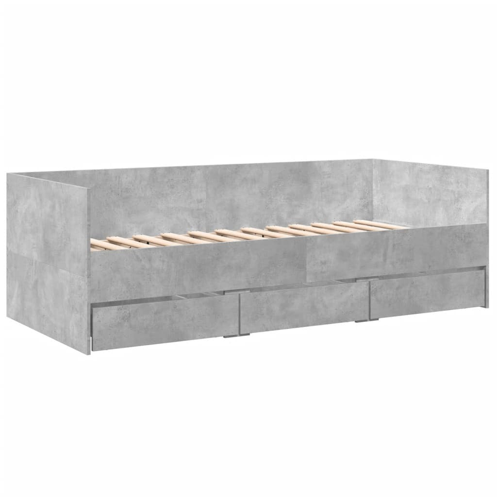 Daybed with Drawers without Mattress Concrete Grey 100x200 cm