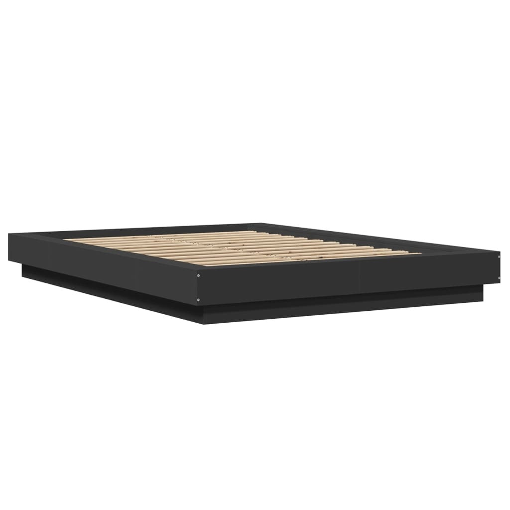 Bed Frame with LED Lights without Mattress Black 120x190cm