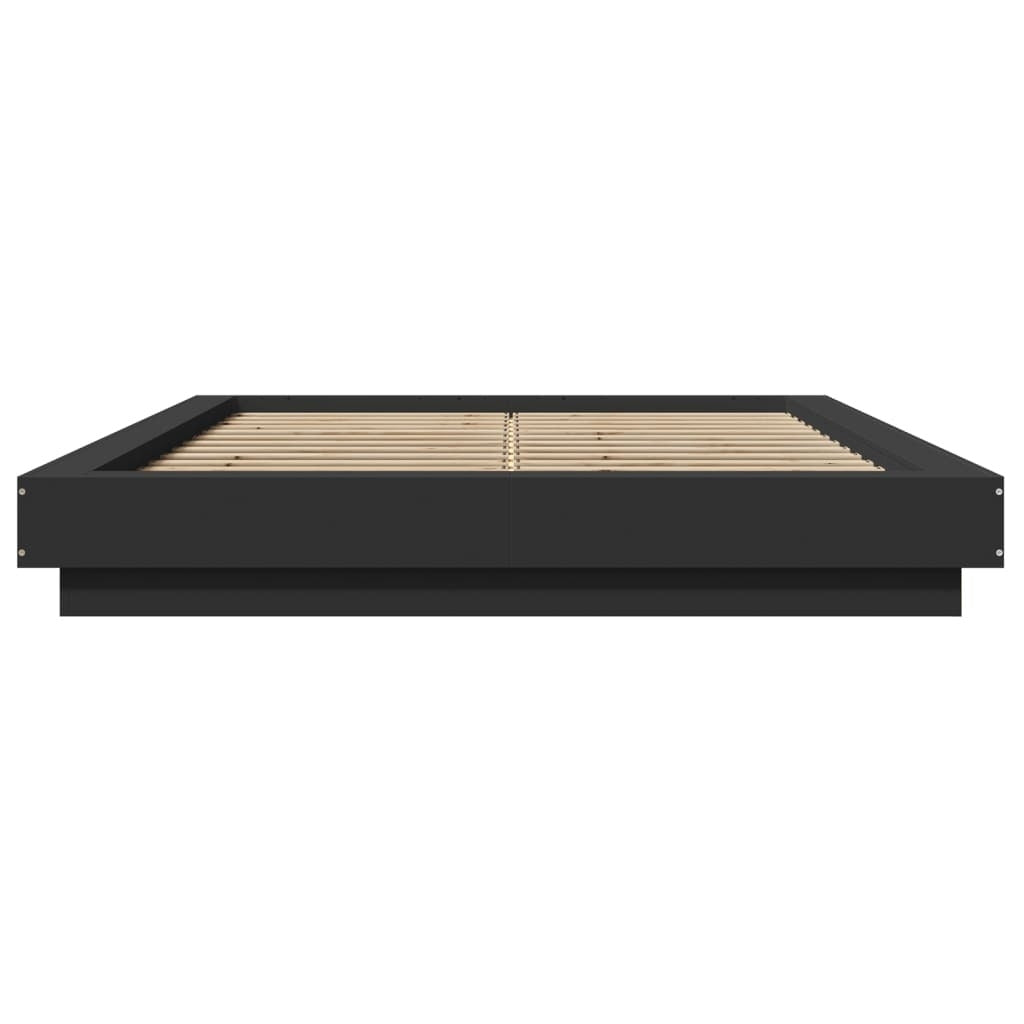 Bed Frame with LED Lights without Mattress Black 120x190cm