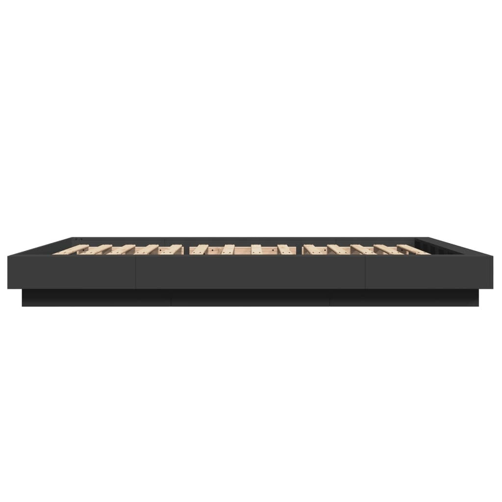 Bed Frame with LED Lights without Mattress Black 120x190cm