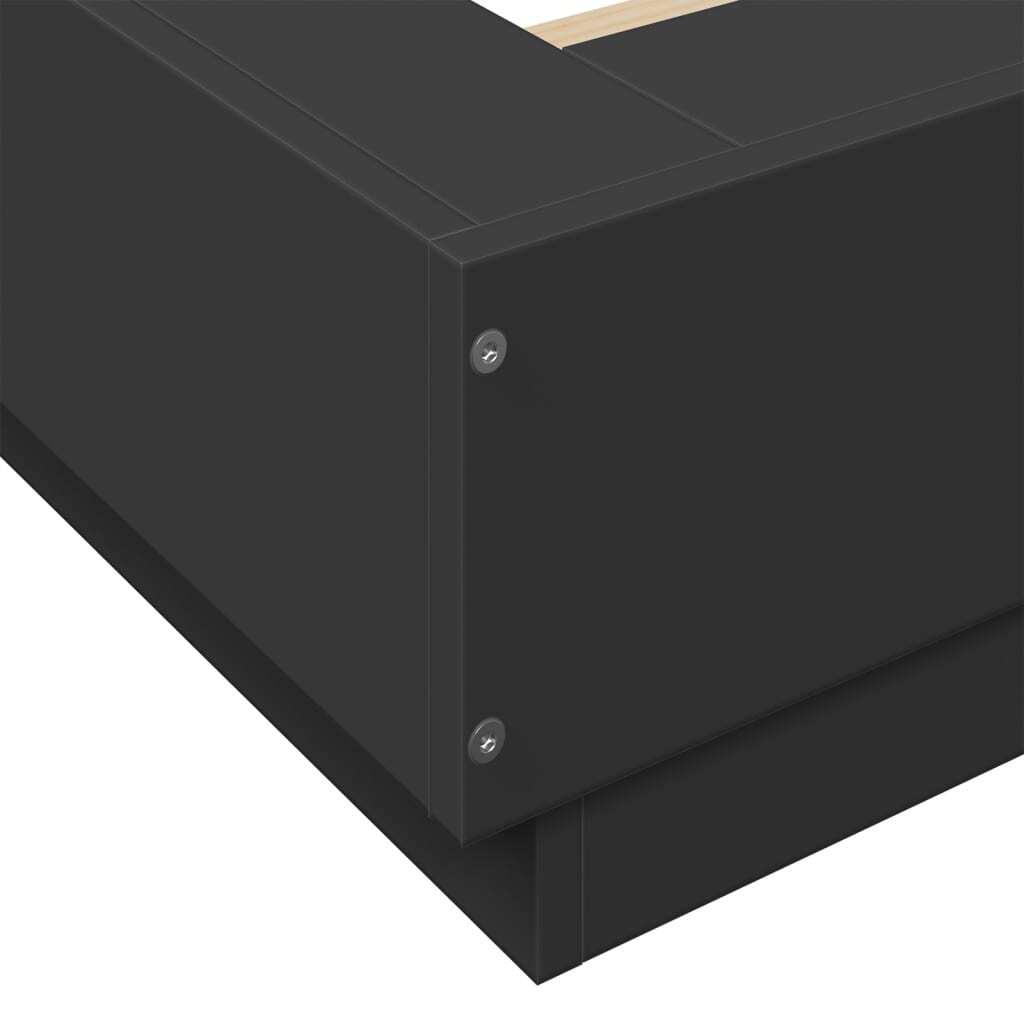Bed Frame with LED Lights without Mattress Black 120x190cm