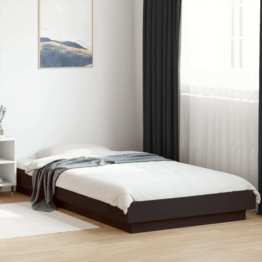 Bed Frame with LED Lights without Mattress Black 90x190cm