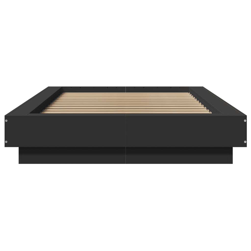 Bed Frame with LED Lights without Mattress Black 90x190cm