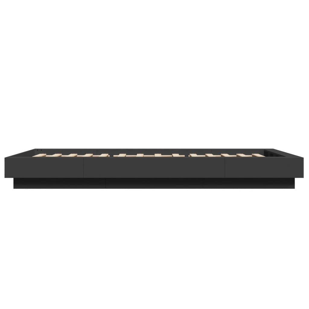 Bed Frame with LED Lights without Mattress Black 90x190cm