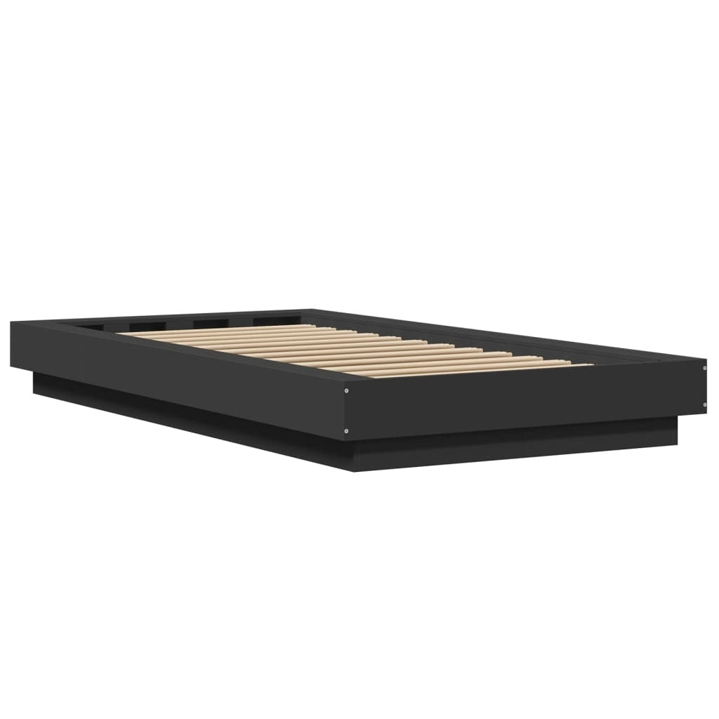 Bed Frame with LED Lights without Mattress Black 90x190cm