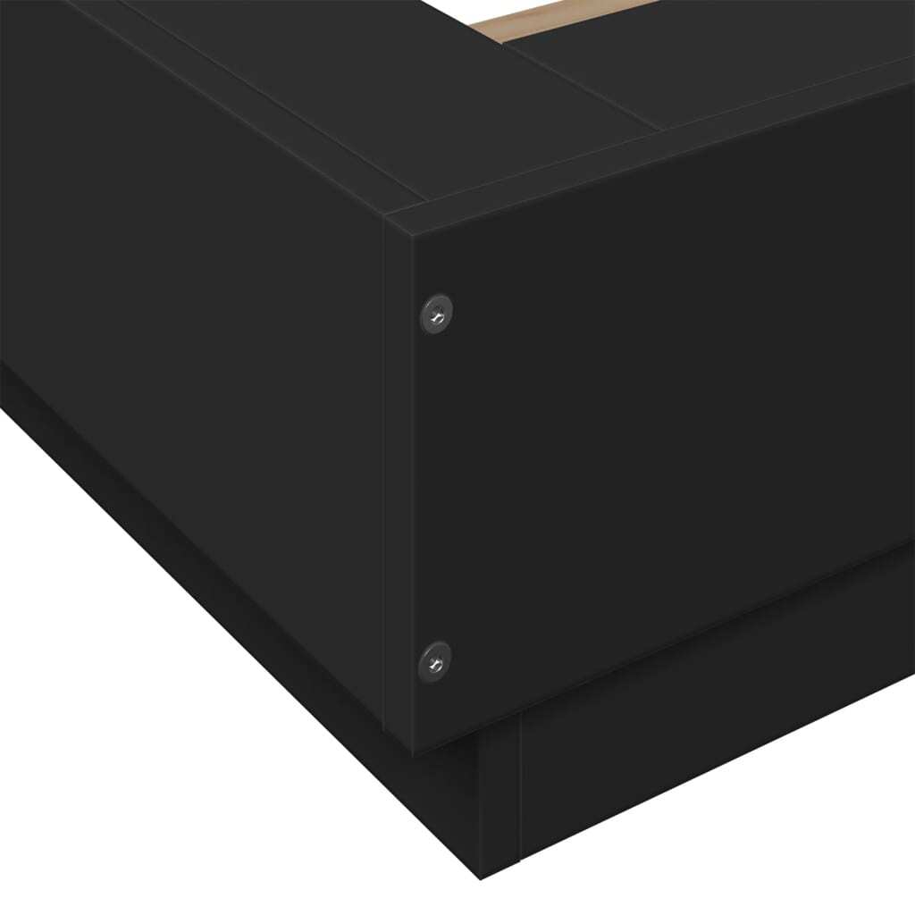Bed Frame with LED Lights without Mattress Black 90x190cm