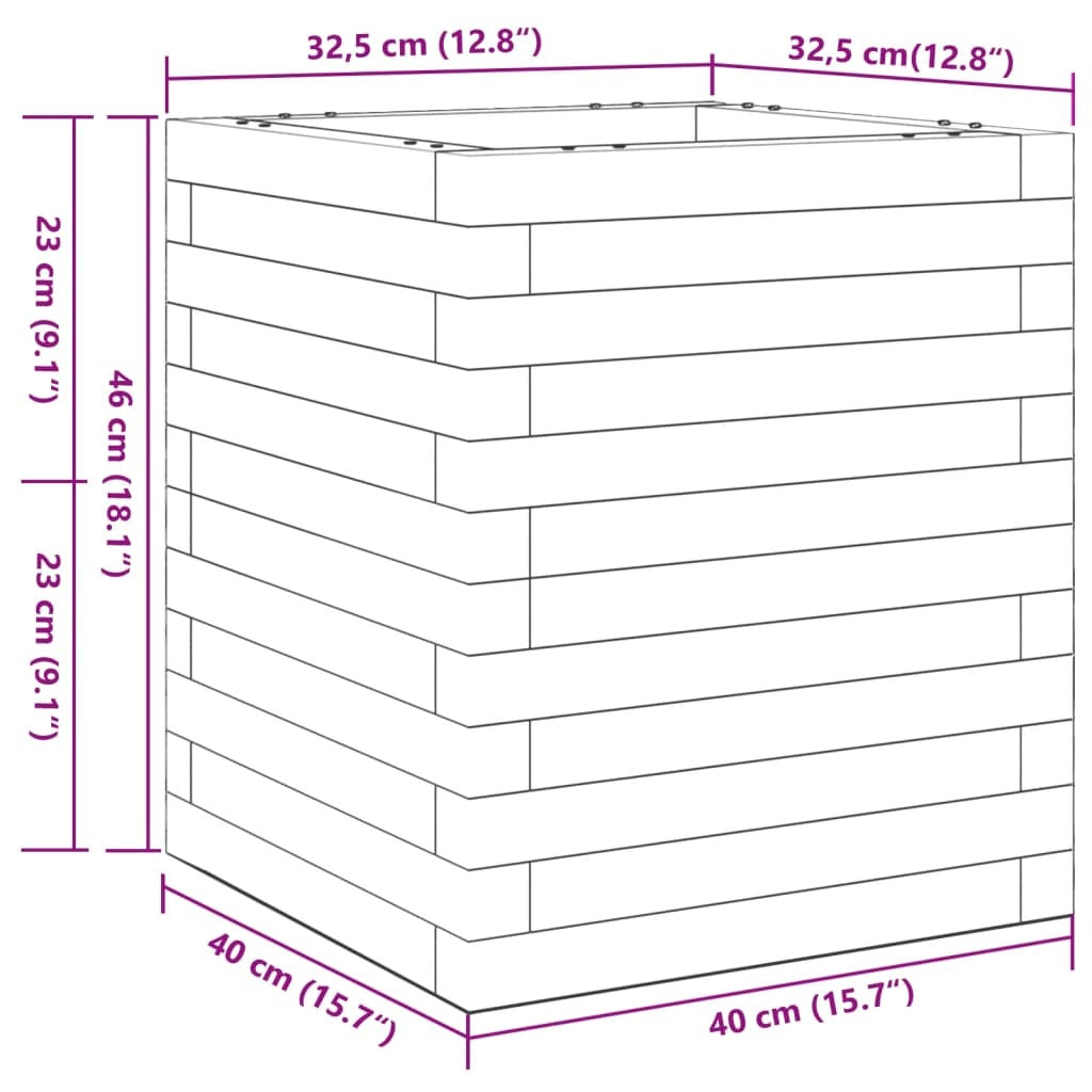 Garden Planter Wax Brown 40x40x46 cm Solid Wood Pine