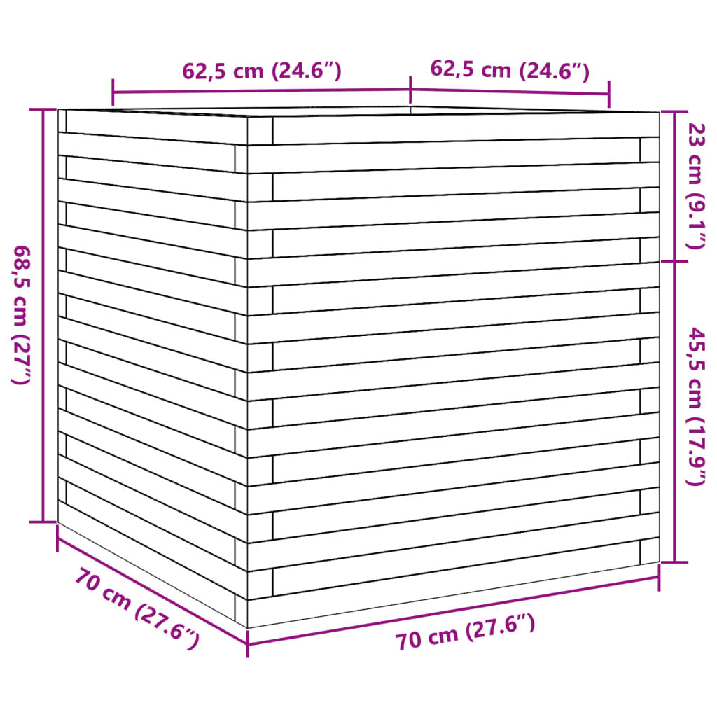 Garden Planter 70x70x68.5 cm Impregnated Wood Pine