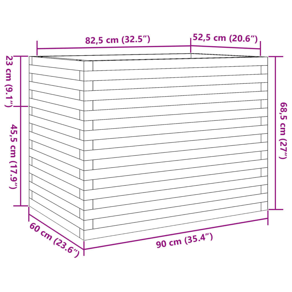 Garden Planter White 90x60x68.5 cm Solid Wood Pine