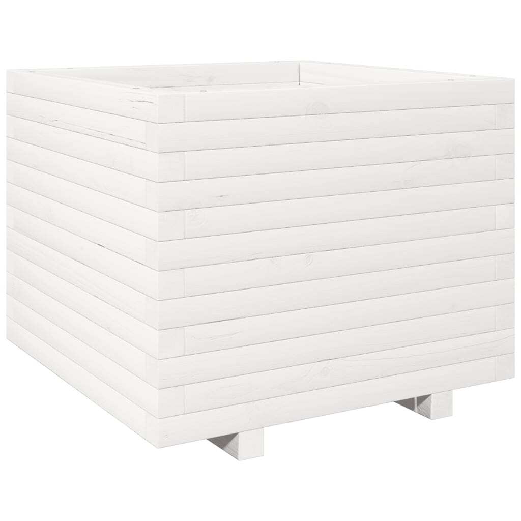 Garden Planter White 60x60x49.5 cm Solid Wood Pine