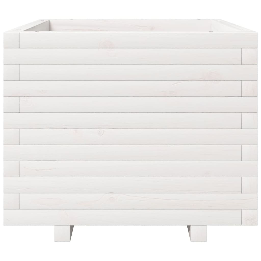 Garden Planter White 60x60x49.5 cm Solid Wood Pine
