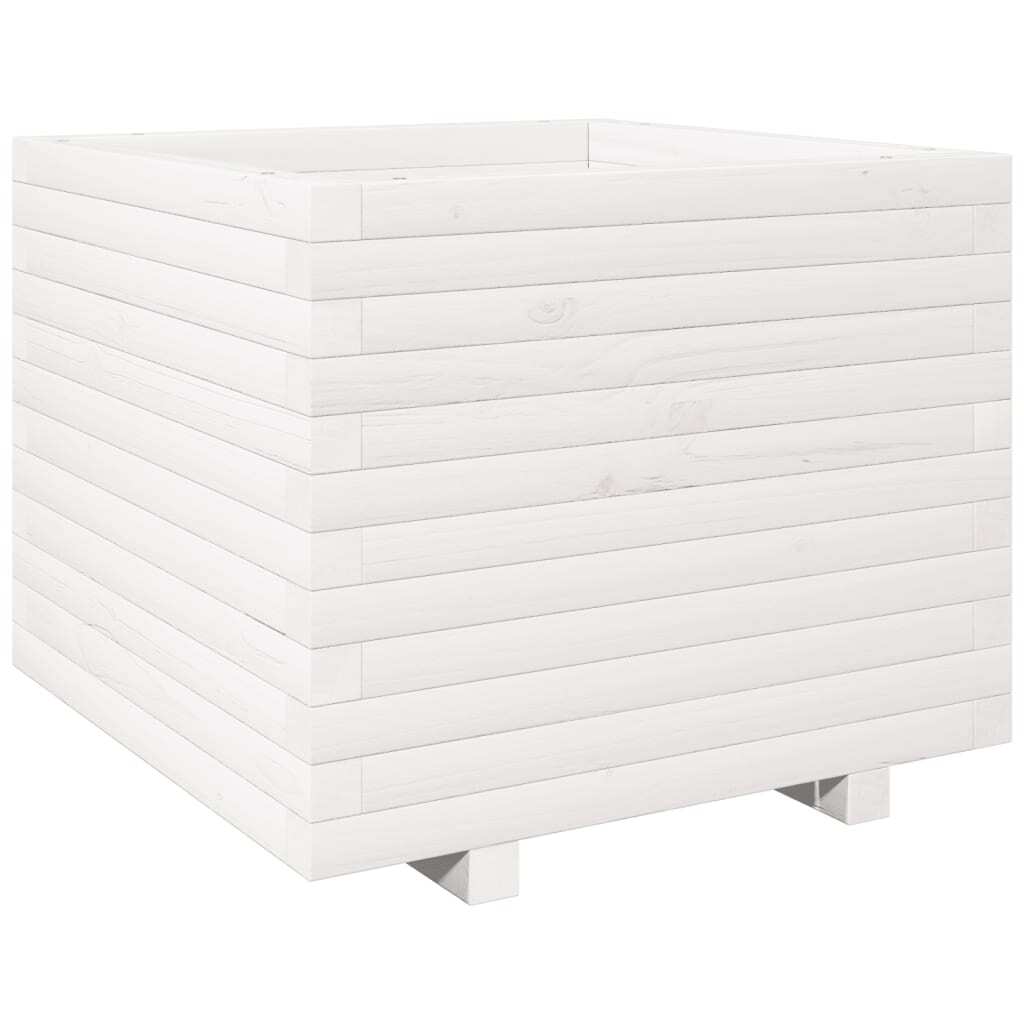 Garden Planter White 60x60x49.5 cm Solid Wood Pine