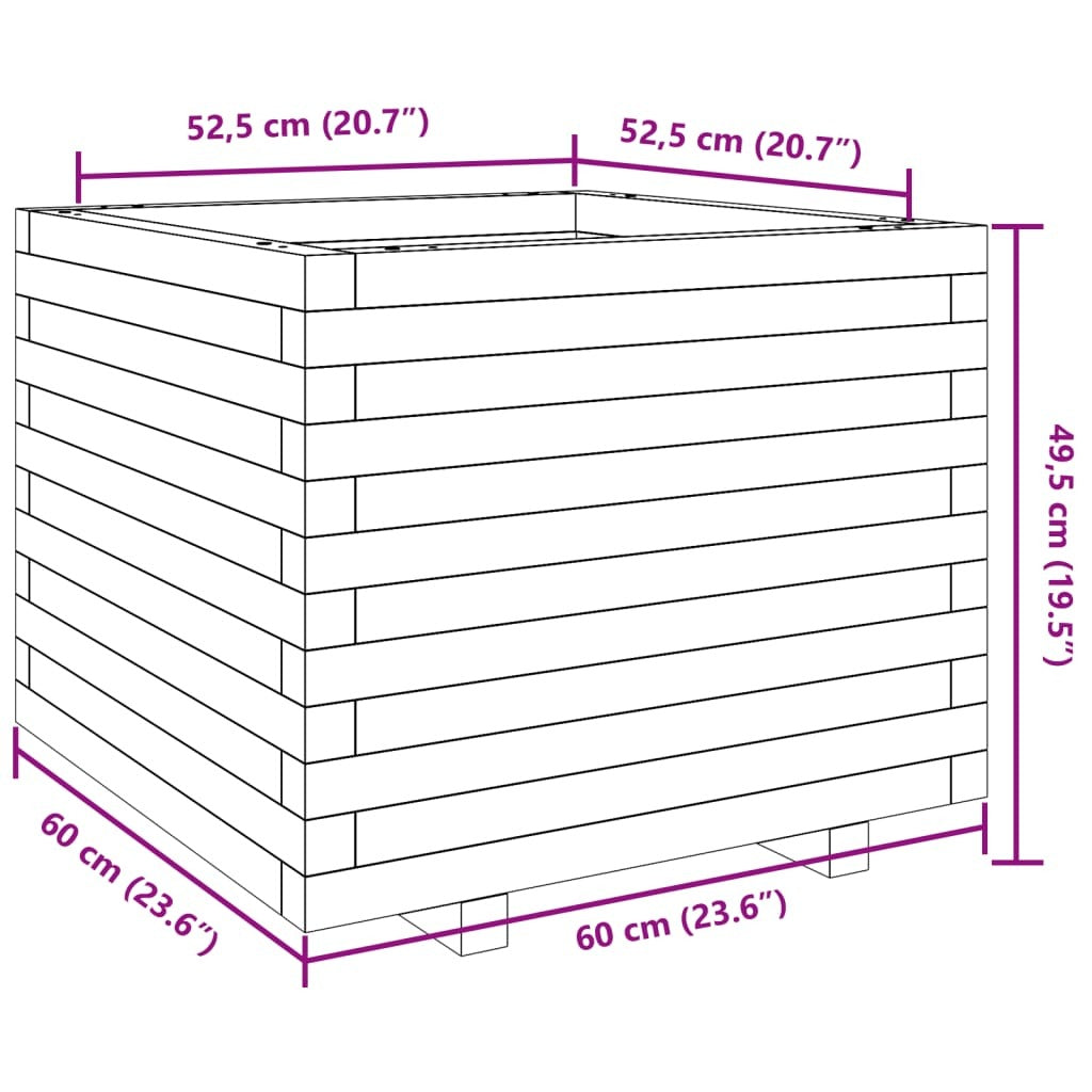 Garden Planter 60x60x49.5 cm Impregnated Wood Pine