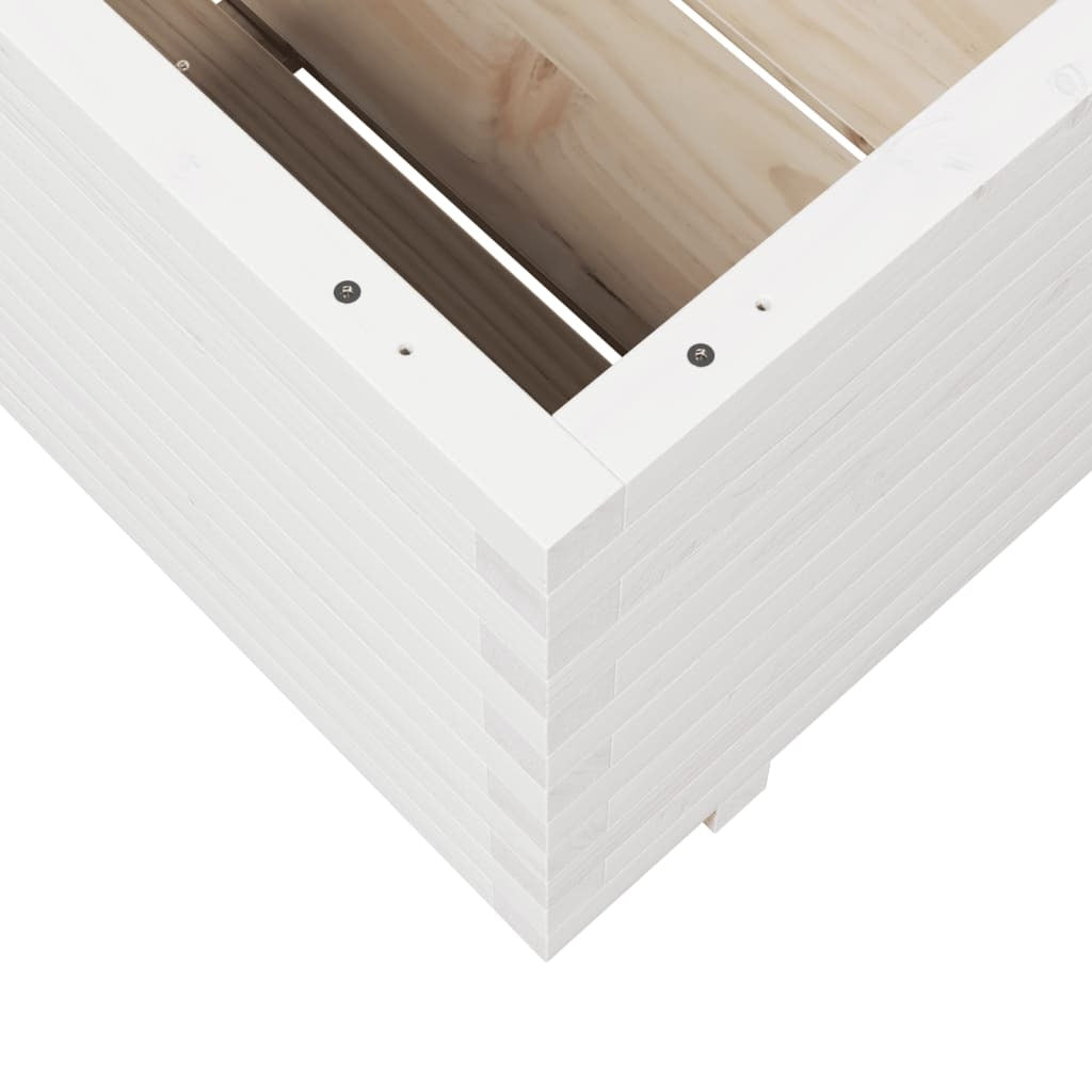 Garden Planter White 70x70x49.5 cm Solid Wood Pine