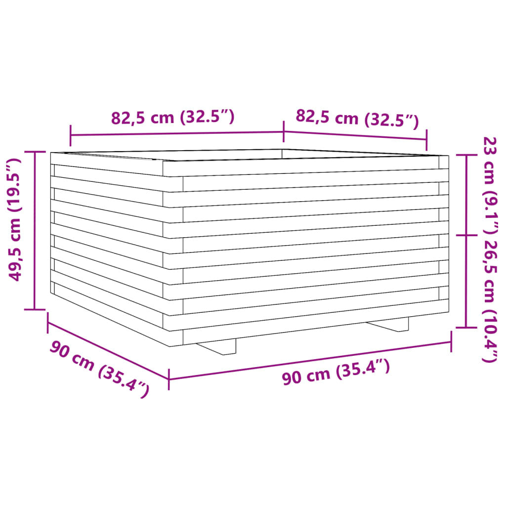 Garden Planter 90x90x49.5 cm Impregnated Wood Pine