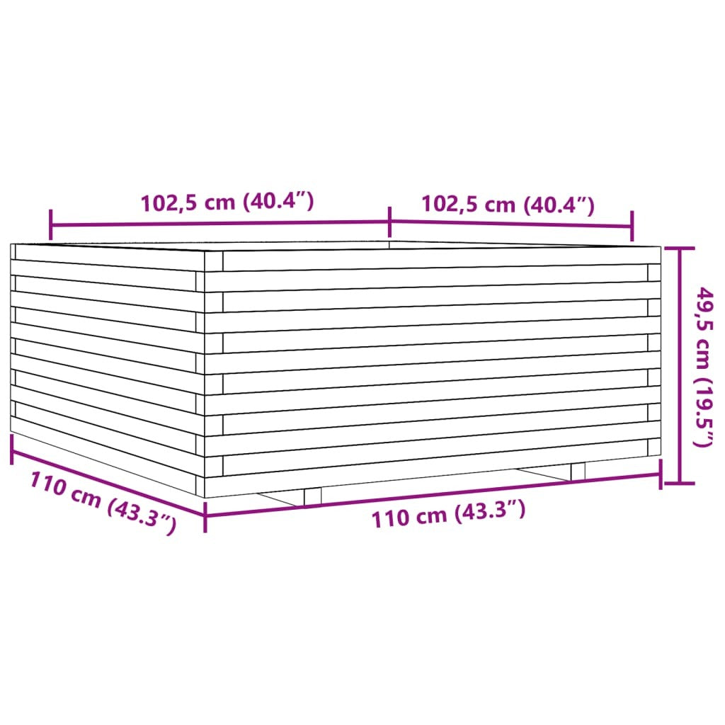 Garden Planter 110x110x49.5 cm Solid Wood Pine