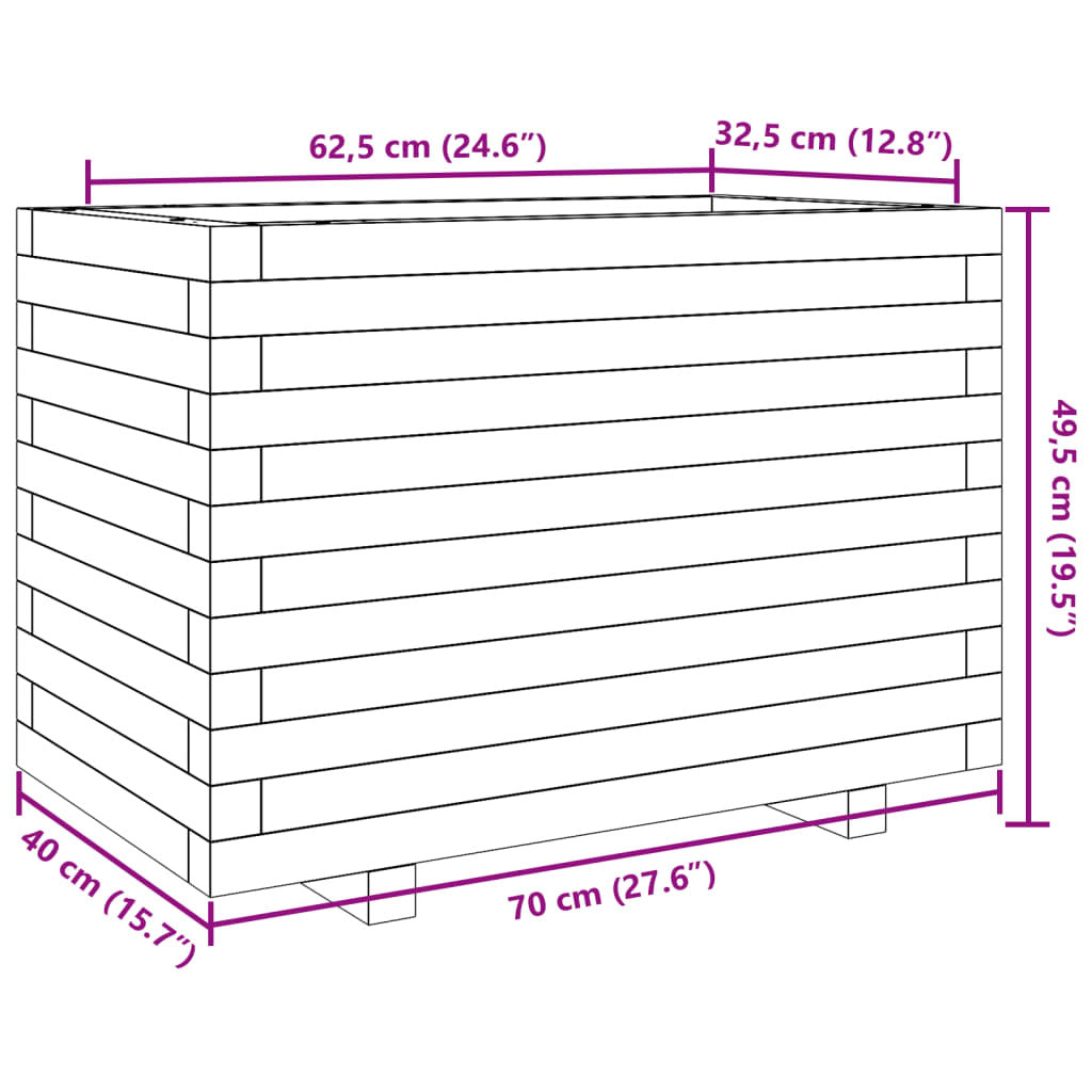Garden Planter 70x40x49.5 cm Solid Wood Pine