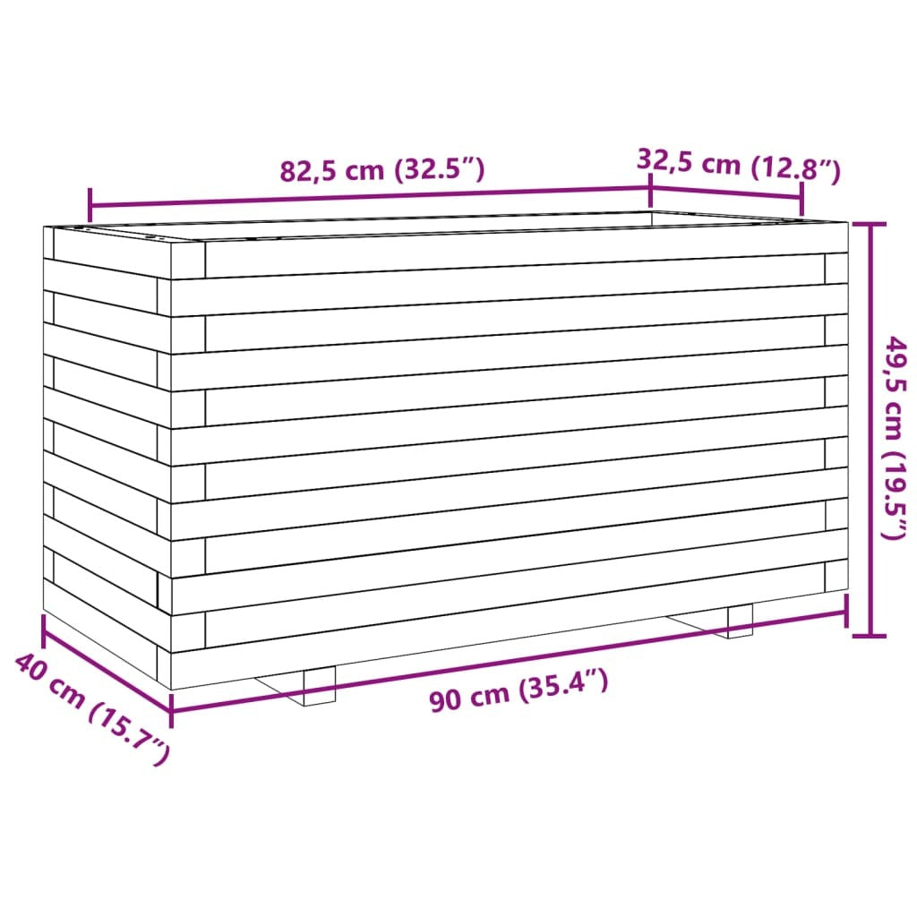 Garden Planter Wax Brown 90x40x49.5 cm Solid Wood Pine