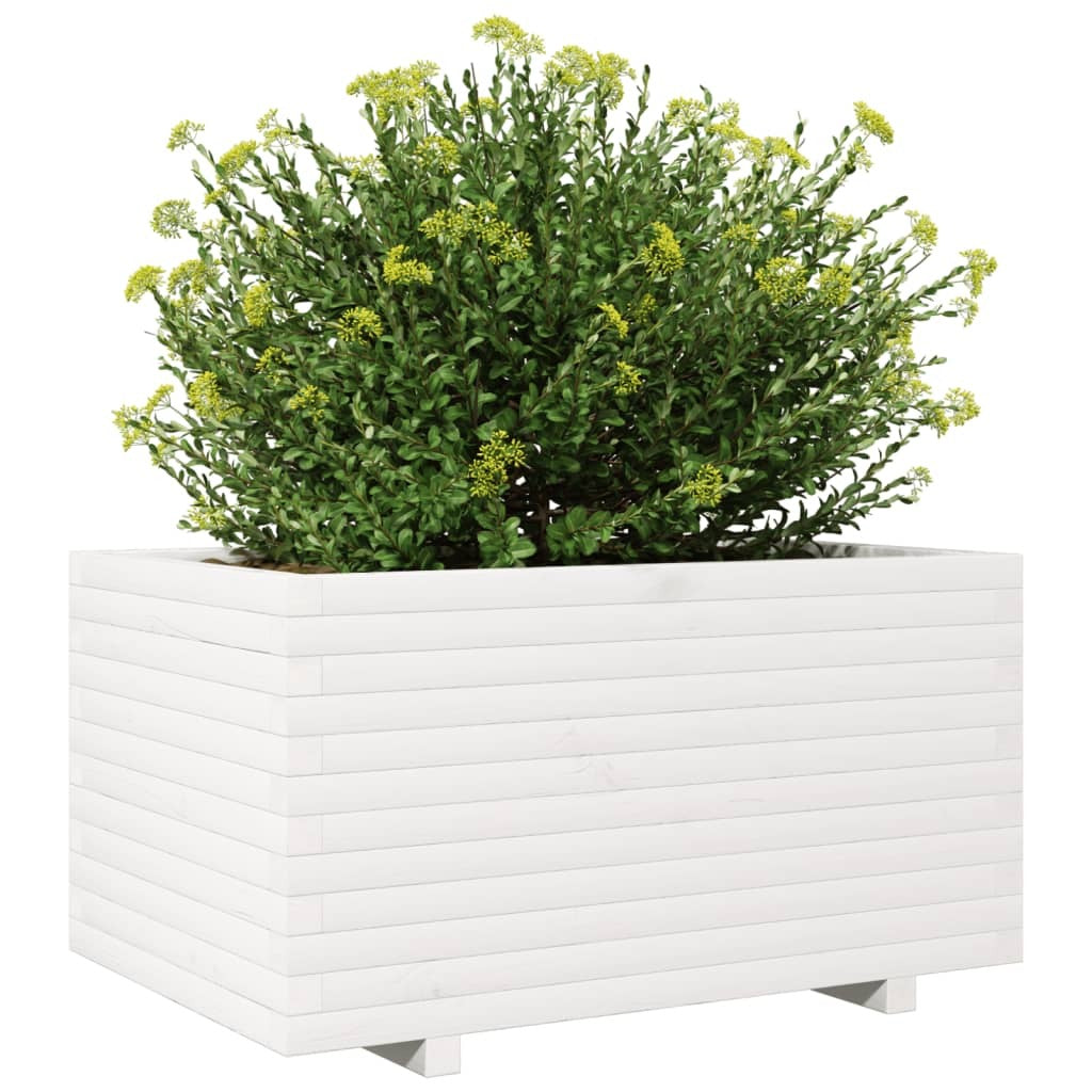 Garden Planter White 90x60x49.5 cm Solid Wood Pine