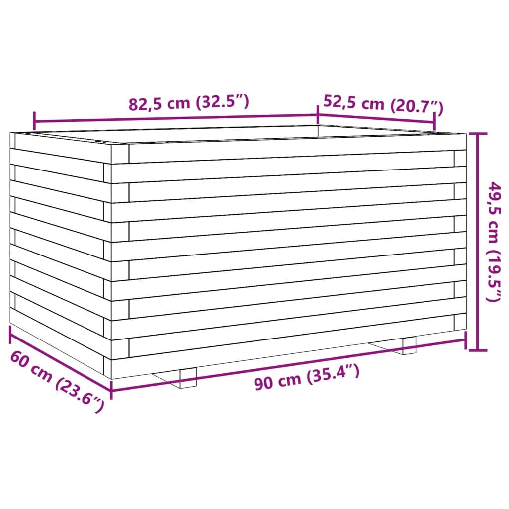 Garden Planter White 90x60x49.5 cm Solid Wood Pine