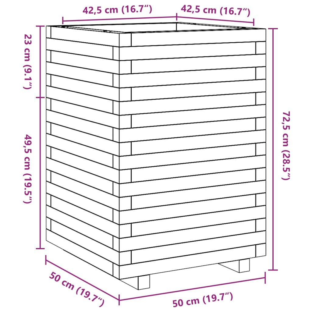 Garden Planter 50x50x72.5 cm Impregnated Wood Pine