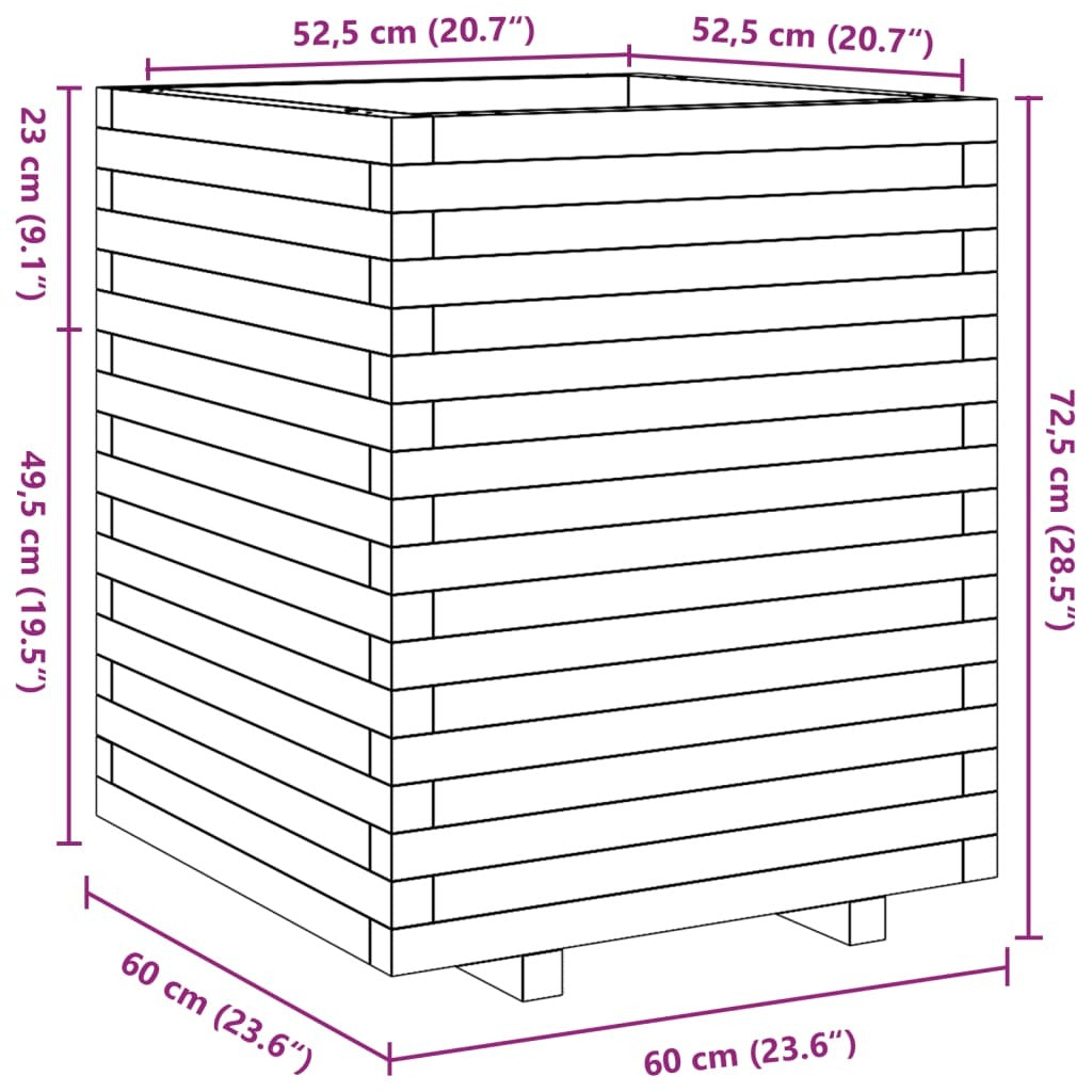 Garden Planter 60x60x72.5 cm Impregnated Wood Pine