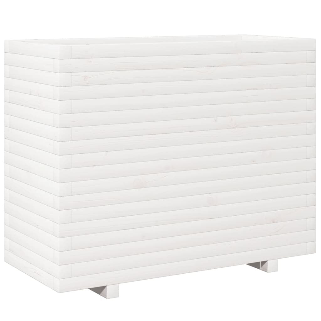 Garden Planter White 90x40x72.5 cm Solid Wood Pine