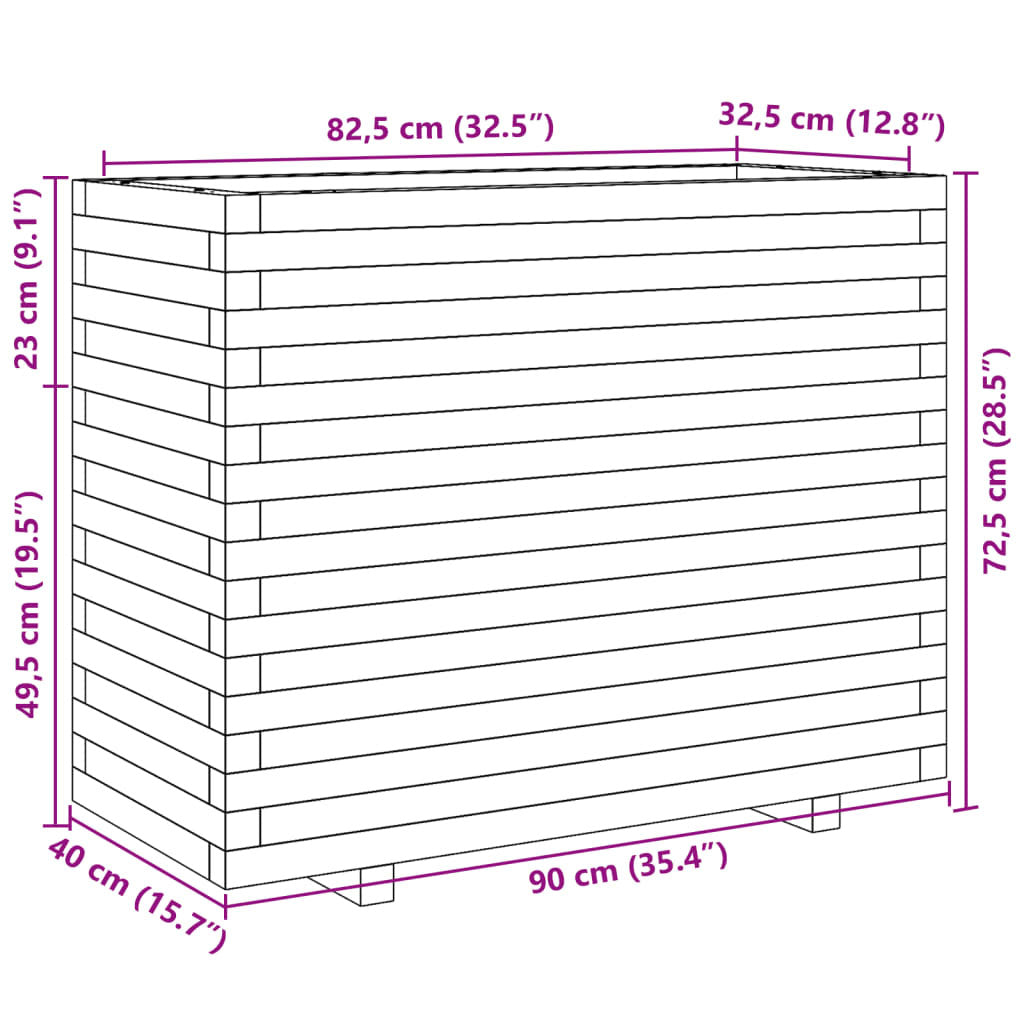Garden Planter Wax Brown 90x40x72.5 cm Solid Wood Pine