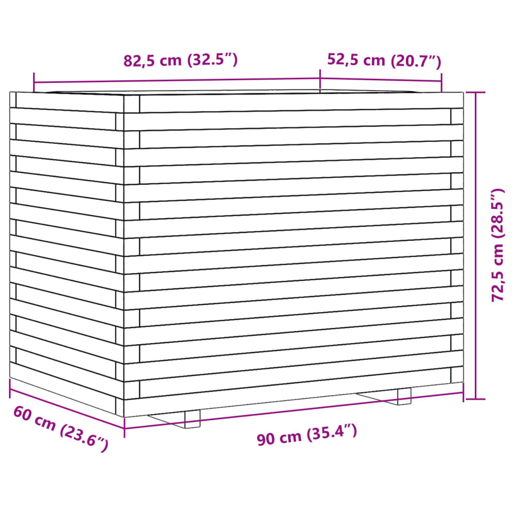 Garden Planter 90x60x72.5 cm Solid Wood Douglas